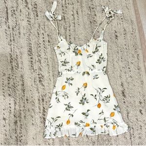 Reformation Christine Mini Dress Lemon Print Size 0